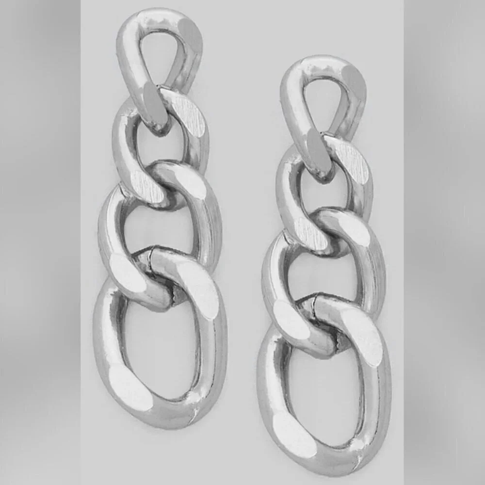 AISLIN SILVER CHAINLINK DROP EARRINGS